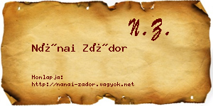 Nánai Zádor névjegykártya